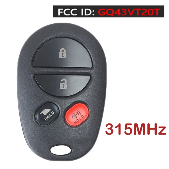 2008-2017 Toyota / 4-Button Keyless Entry Remote / GQ43VT20T (AFTERMARKET)